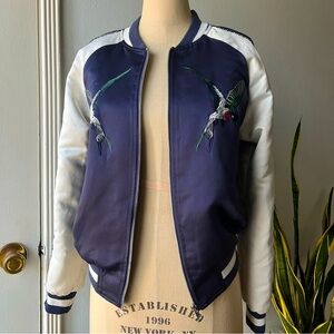 Silence+Noise•Hummingbird Satin Bomber Jacket•sz S